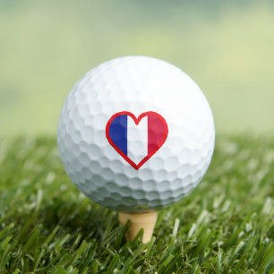 France Flag and Red Heart Design Golf Balls