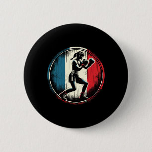 France Flag Boxer - Female Kickboxing _1 2 Inch Round Button