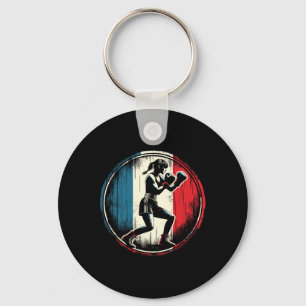 France Flag Boxer - Female Kickboxing _1 Keychain