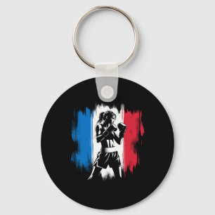 France Flag Boxer - Female Kickboxing Keychain
