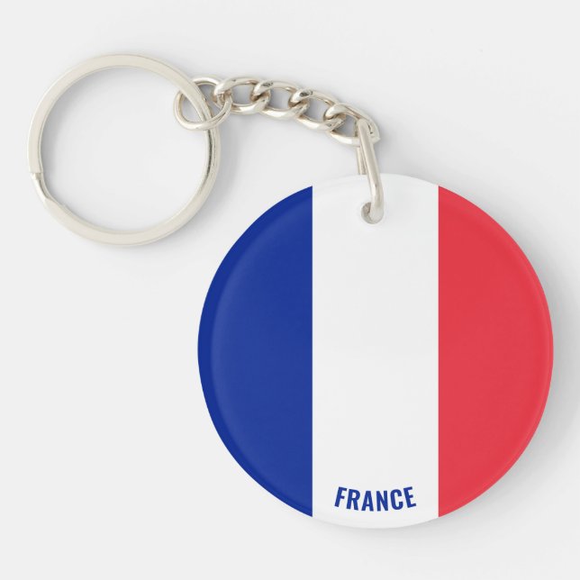 France Flag Charming Patriotic Keychain (Front)