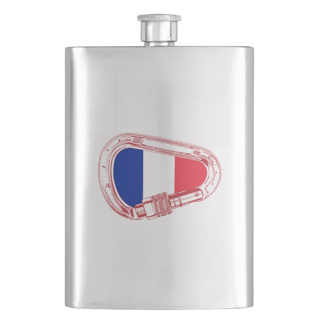 France Flag Climbing Carabiner Hip Flask (Front)