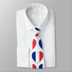 France Flag Colours Heart Pattern Neck Tie