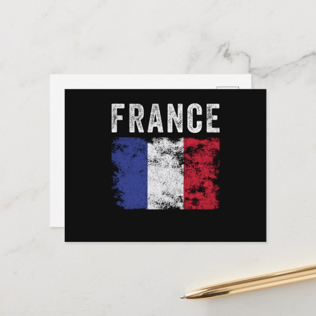 France Flag Distressed - French Flag Postcard (Front/Back In Situ)