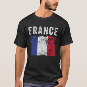 France Flag Distressed Men Women Kids French Fla T-Shirt