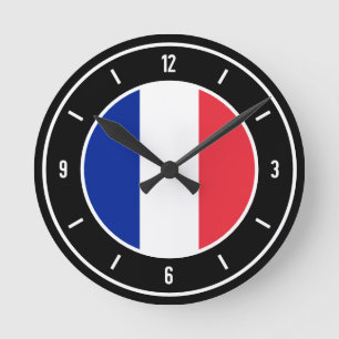 France Flag Elegant Round Clock