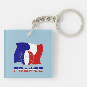 France Flag French Soccer Ball Keychain