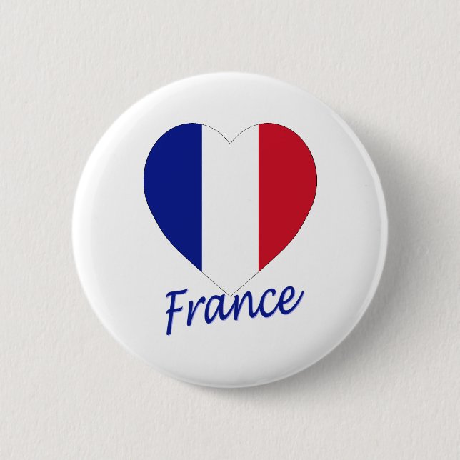 France Flag Heart 2 Inch Round Button (Front)