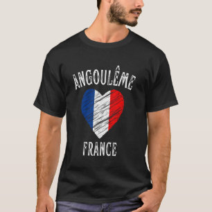 France Flag Heart Angouleme City T-Shirt