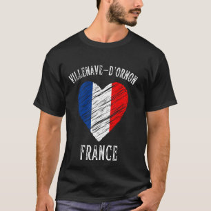 France Flag Heart Villenave d Ornon City T-Shirt