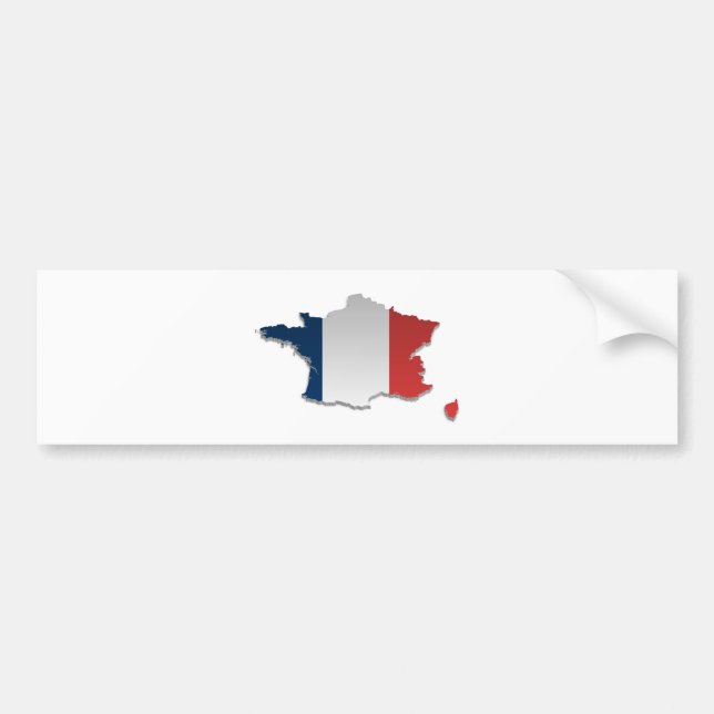 France Flag Map_2 Bumper Sticker (Front)