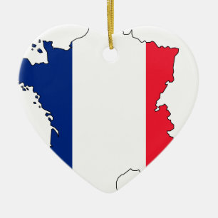 France Flag Map #2 Ceramic Ornament