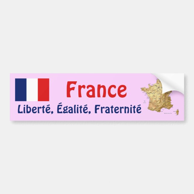 France Flag + Map Bumper Sticker (Front)