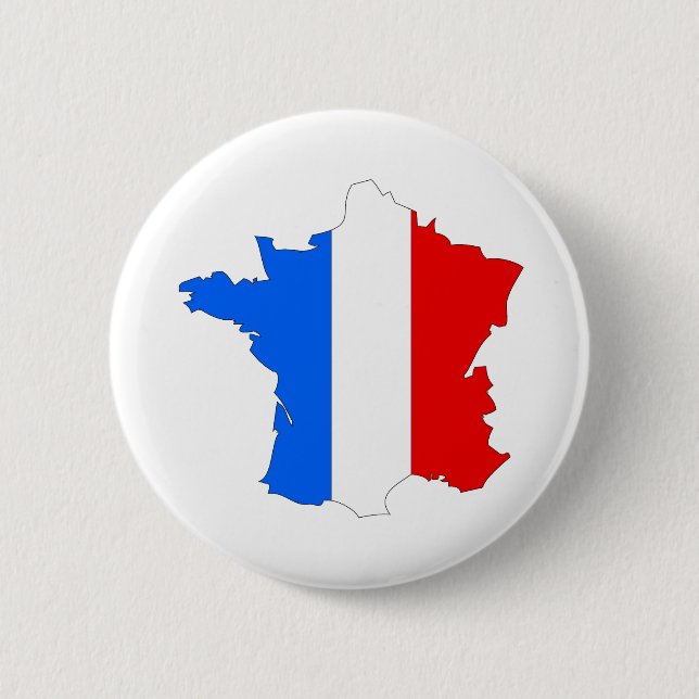 France Flag Map full size 2 Inch Round Button (Front)