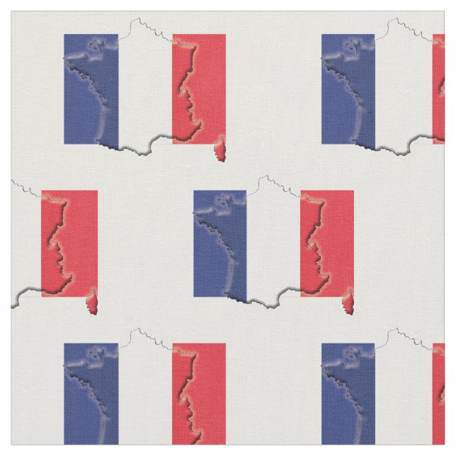 FRANCE Flag Map Outline Fabric (Close Up)
