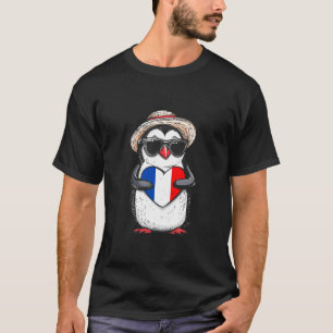 France Flag Penguin Heart French Pride French Root T-Shirt
