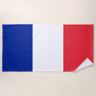 France Flag Red White Blue Beach Towel