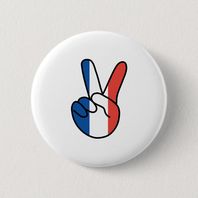 France Flag V Sign 2 Inch Round Button (Front)