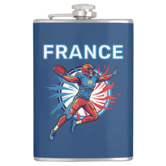 France Football Dynamic Quarterback Patriotic Art Hip Flask