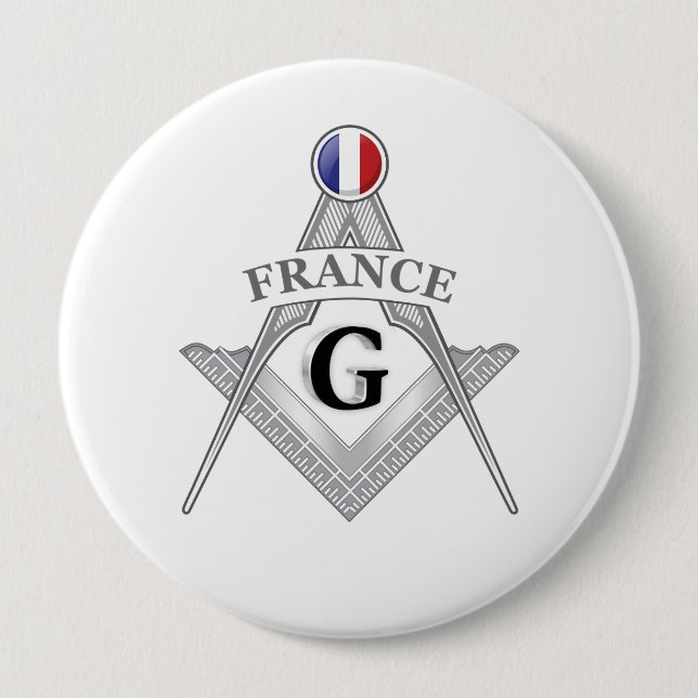France freemasonry sign 4 inch round button (Front)