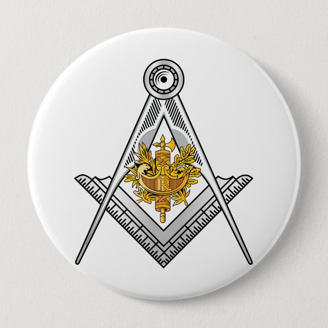 France freemasonry sign 4 inch round button (Front)