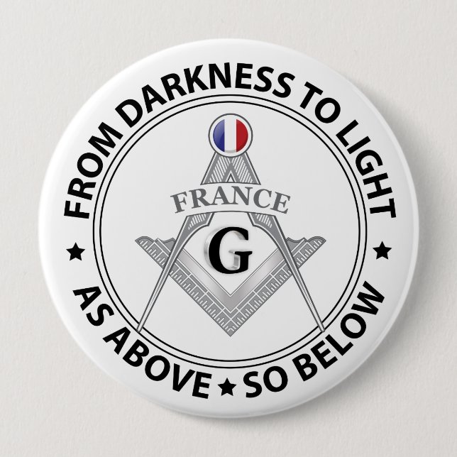 France freemasonry sign 4 inch round button (Front)