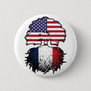 France French American USA United States America 2 Inch Round Button