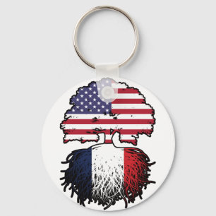 France French American USA United States America Keychain