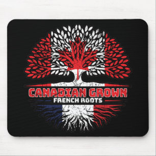 France French Canadian Canada Tree Roots Flag Mouse Pad