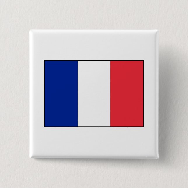 France – French Flag 2 Inch Square Button (Front)