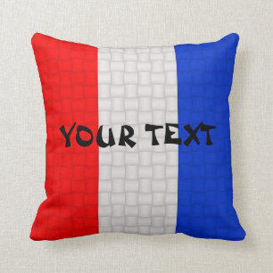France French Flag: ADD TEXT Throw Pillow