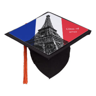 France & French Flag Eiffel, Students / University Graduation Cap Topper