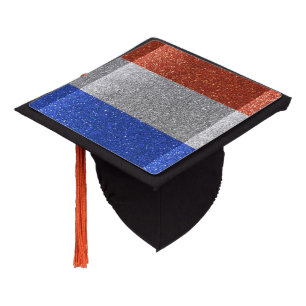 France French Flag Graduate Graduation Glitter Cap Topper