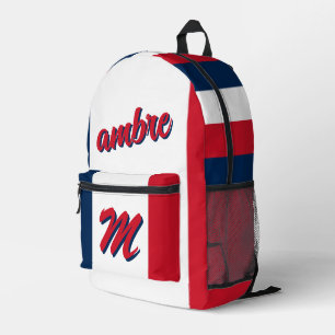 France French Flag Personalized Name Monogrammed Printed Backpack