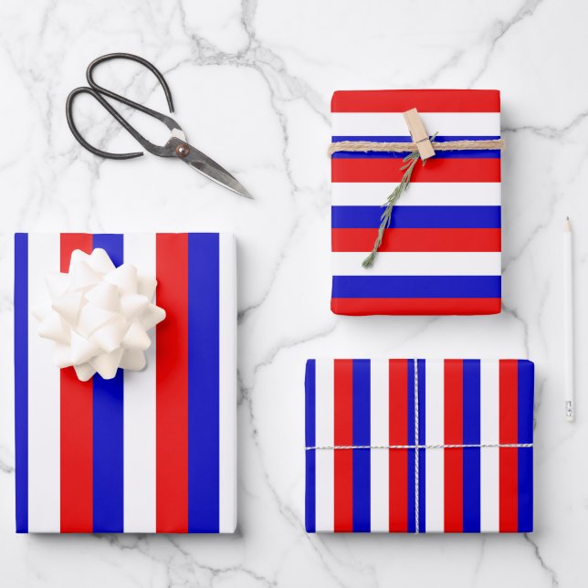 France French Flag Stripes Design  Wrapping Paper Sheet (Front)