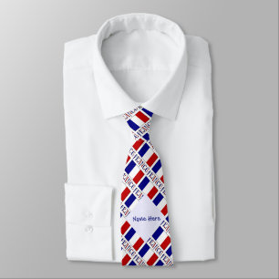 France French Flag Tiled Blue Personalization  Tie