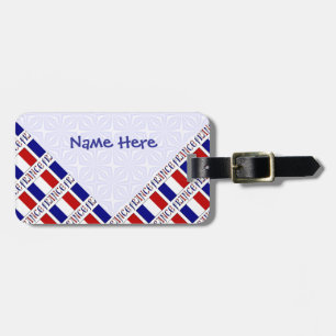 France French Flag Tiled Blue Personalized  Luggage Tag