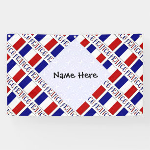France French Flag Tiled Personalized  Banner