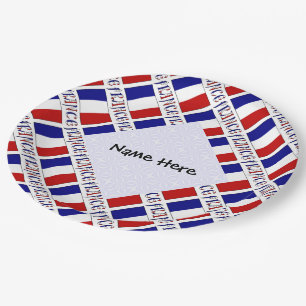 France French Flag Tiled Personalized Paper Plate