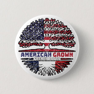 France French US American USA United States Tree 2 Inch Round Button