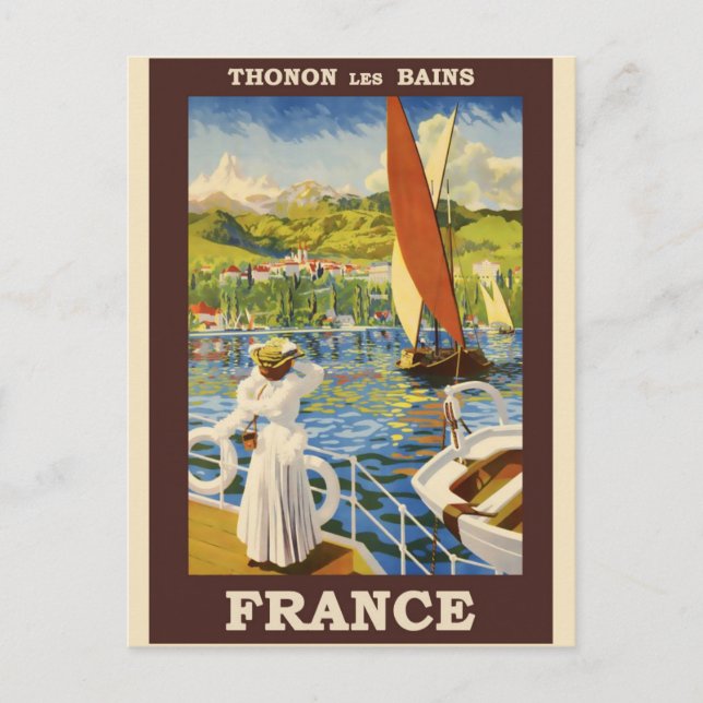 France French Vintage Travel Poster Postcard (Front)