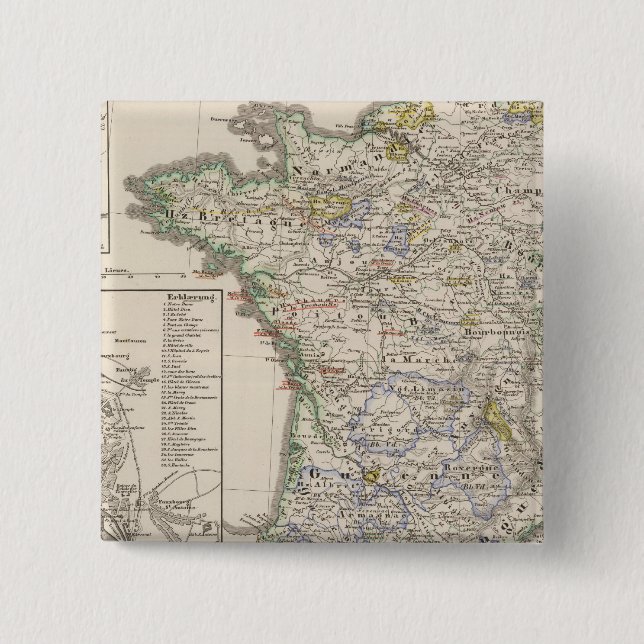 France from 1461 to 1610 2 inch square button (Front)