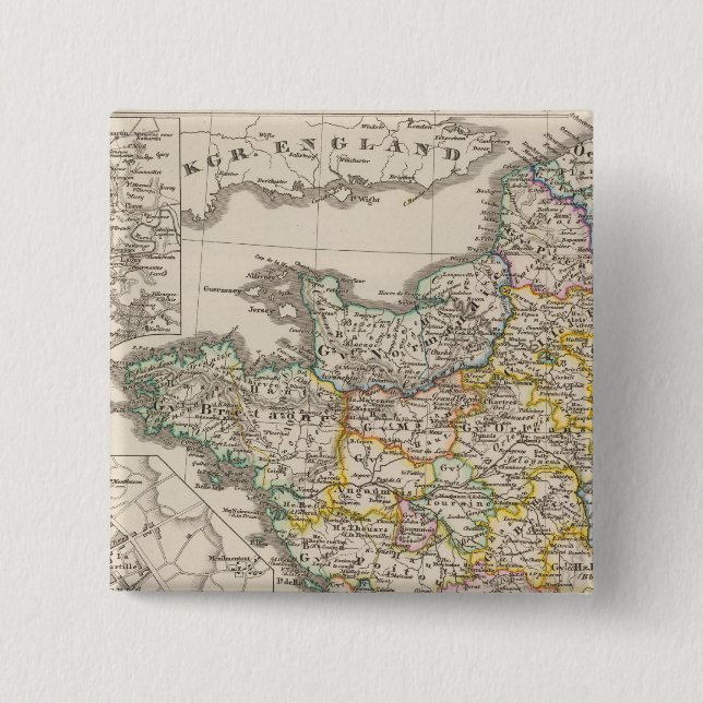 France from 1610 to 1790 2 inch square button (Front)