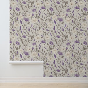 France Gray Floral Wallpaper