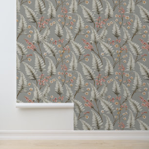 France Gray Floral Wallpaper