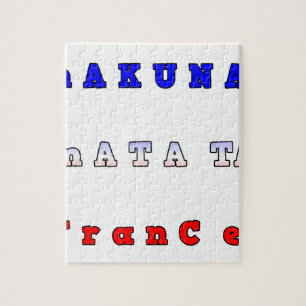 fRANCE HAKUNA MATATA BLUE WHITE RED UNITY COLORS T Jigsaw Puzzle