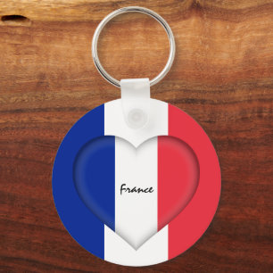 France & Heart, French Flag fashion / sports Keychain