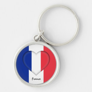 France & Heart, French Flag fashion /sports Keychain