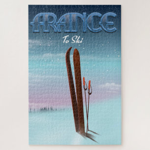 France 'ice' ski sports vacation poster jigsaw puzzle