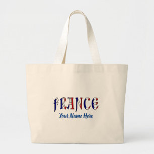 France in French Flag Colours Personalized  Large Tote Bag